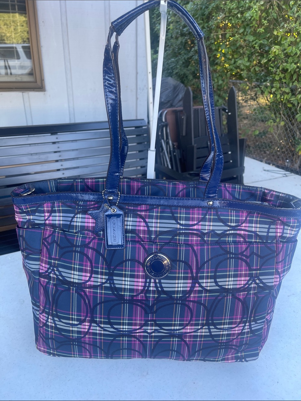 Coach Poppy Tartan Plaid Large Coach diaper bag. EUC - Picture 8 of 16